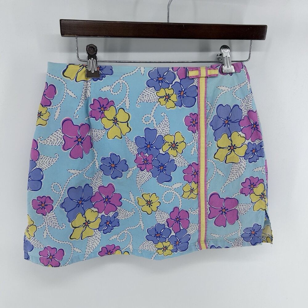 Vintage Lilly Pulitzer Cotton Mini Skirt Skort Women's 6P Bright Cartoon Floral